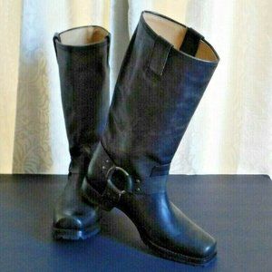 Frye Harness Gray Black Moto Biker Boots Size 9.5
